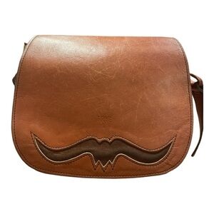 Frye Vintage Handbag Longhorn English Saddle Leather Flap Shoulder Bag B 16